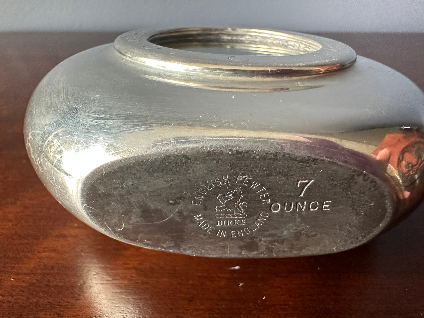 Birks English Pewter 7 oz Porthole Hip Flask