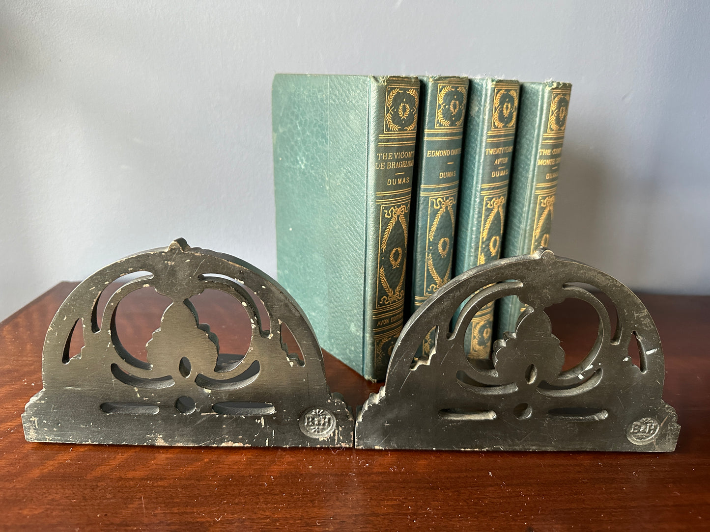 Bradley & Hubbard Bookends with Floral & Pineapple Motif
