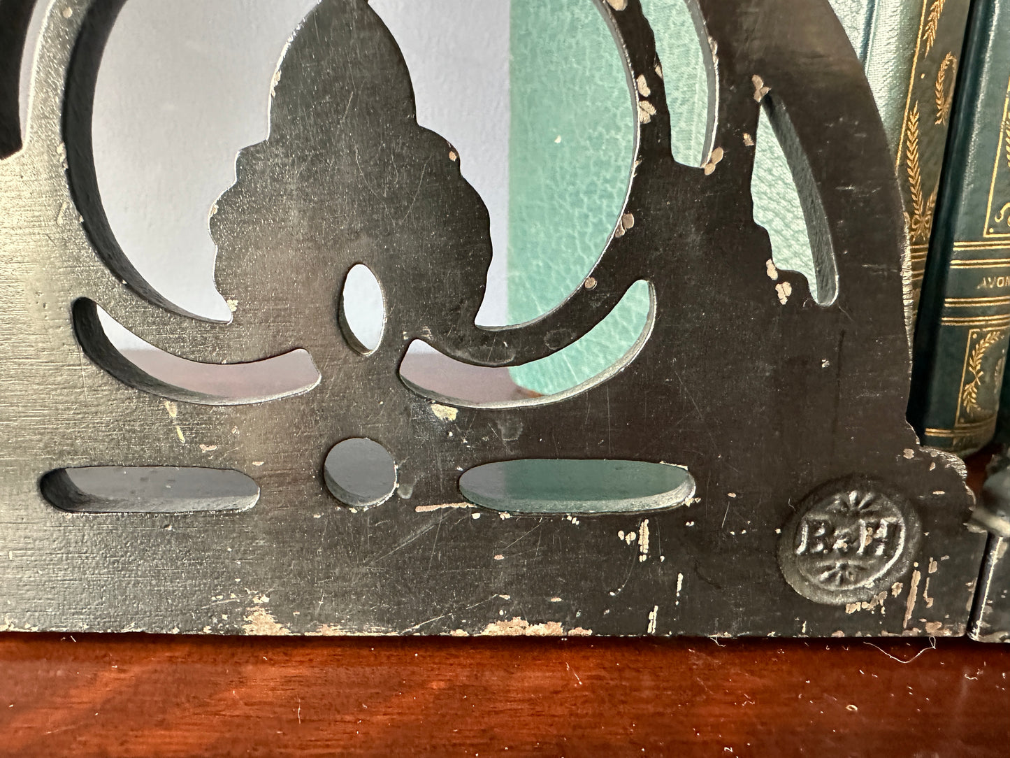 Bradley & Hubbard Bookends with Floral & Pineapple Motif