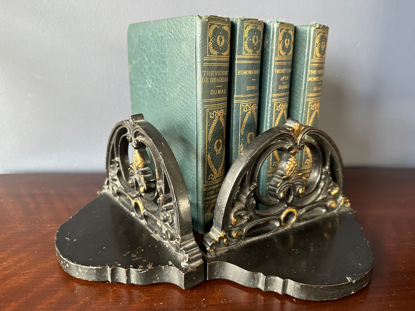 Bradley & Hubbard Bookends with Floral & Pineapple Motif
