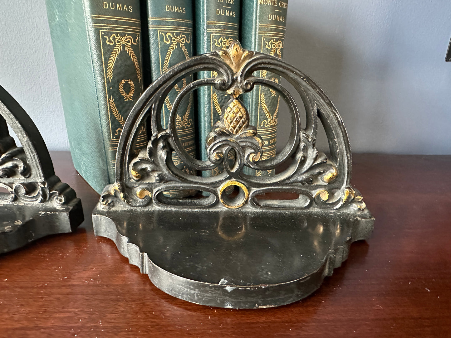Bradley & Hubbard Bookends with Floral & Pineapple Motif