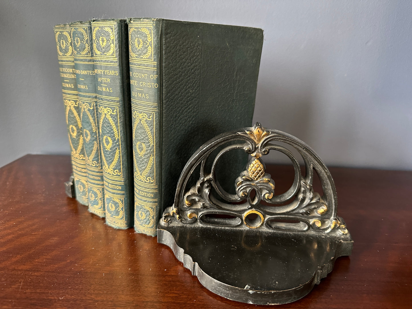 Bradley & Hubbard Bookends with Floral & Pineapple Motif