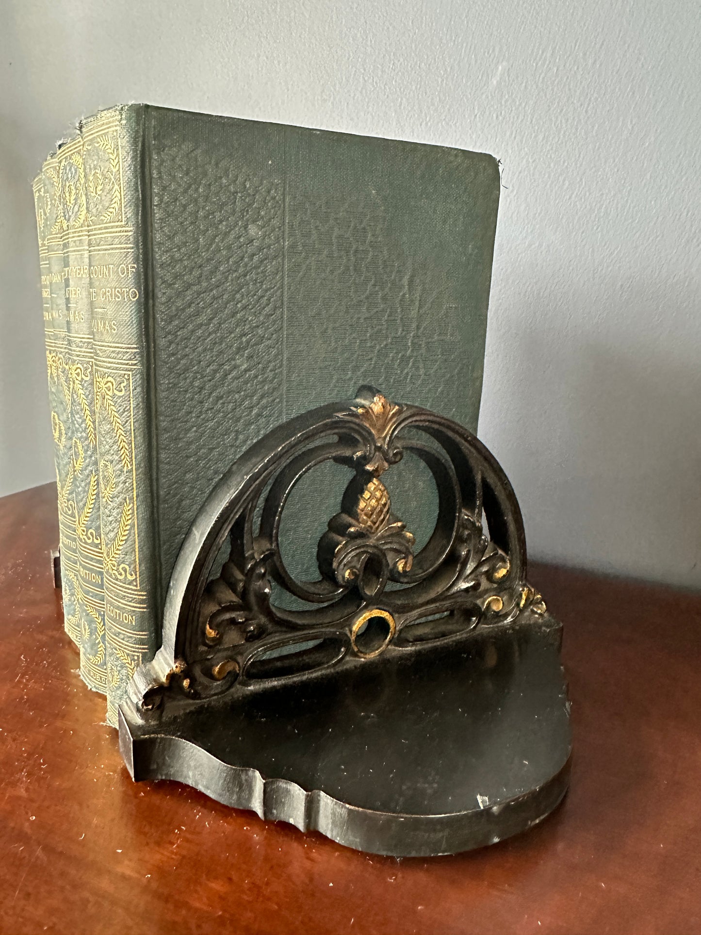 Bradley & Hubbard Bookends with Floral & Pineapple Motif