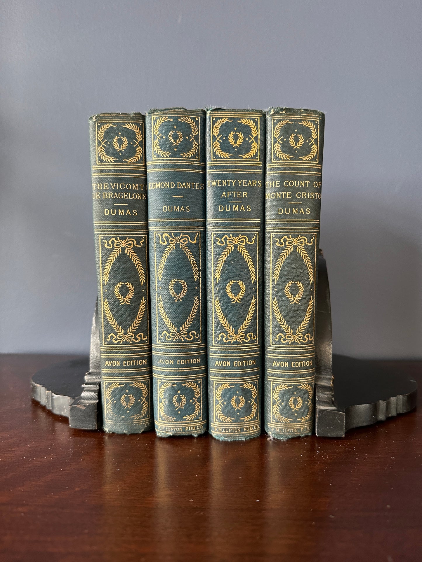 Bradley & Hubbard Bookends with Floral & Pineapple Motif