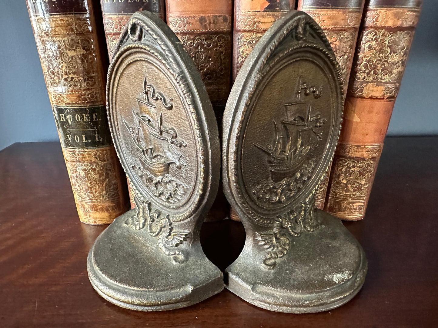 Bradley & Hubbard Bookends with a Nautical Motif