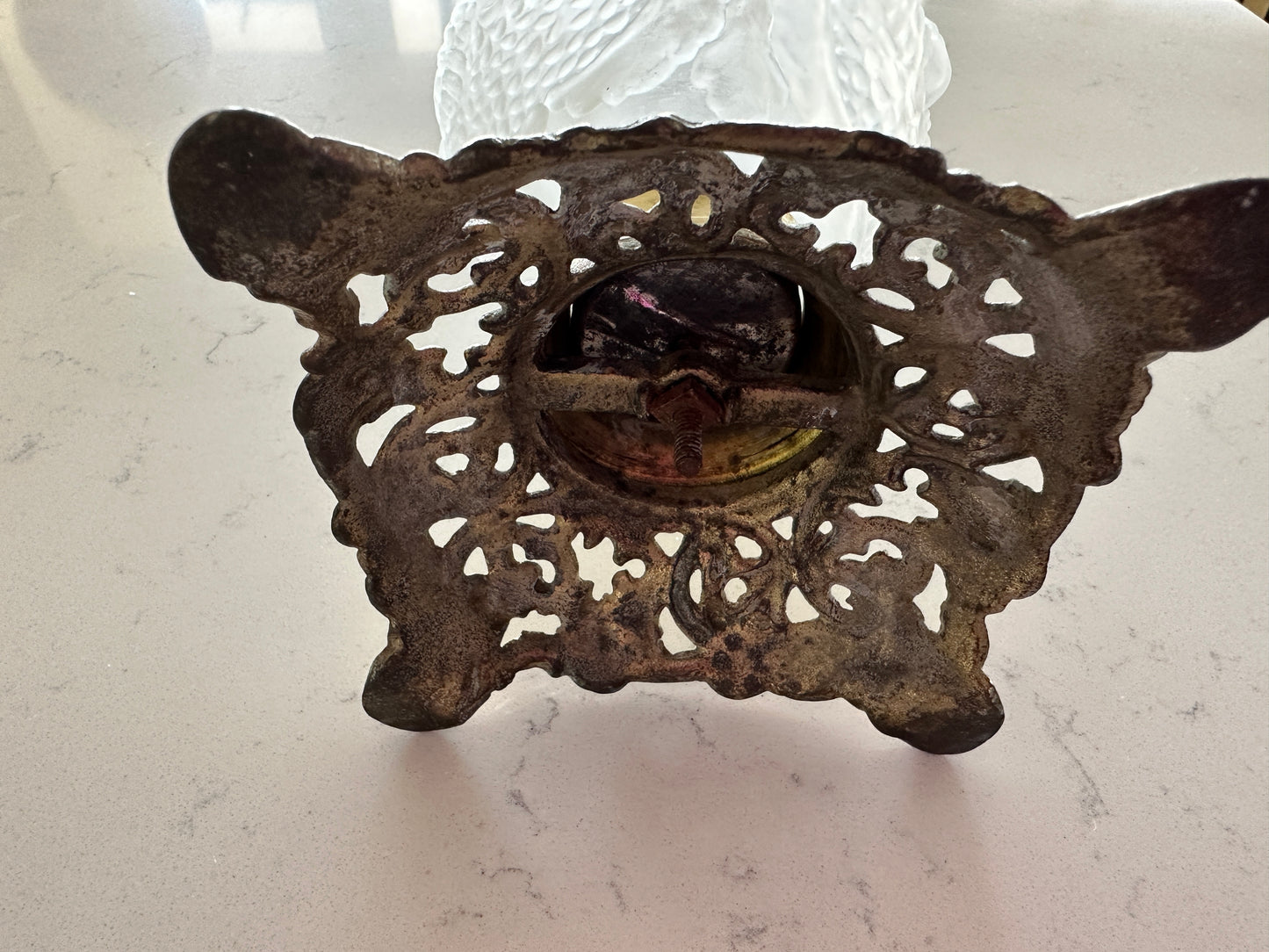 Glass Owl Parlour Oil Lamp