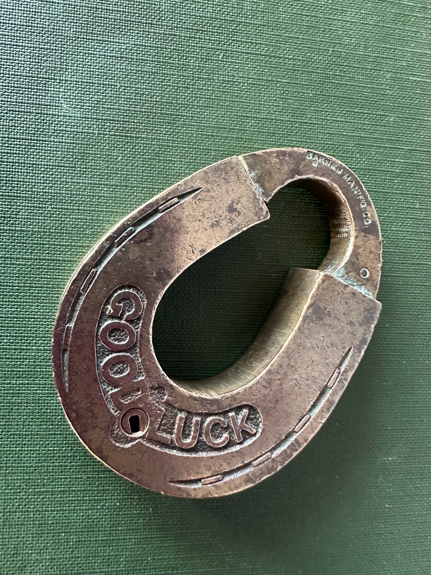 Brass Horseshoe "Good Luck" Padlock with Key