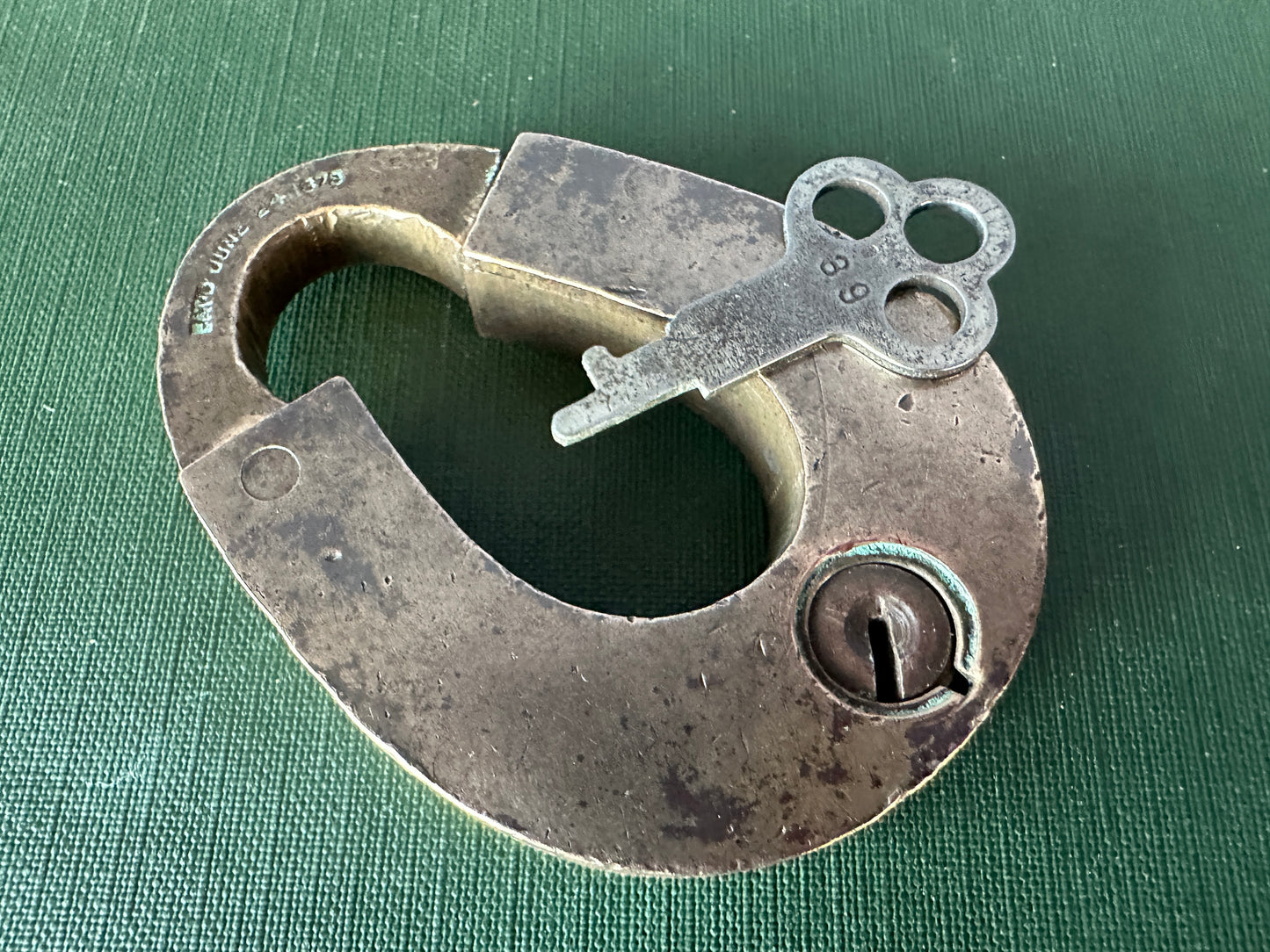 Brass Horseshoe "Good Luck" Padlock with Key