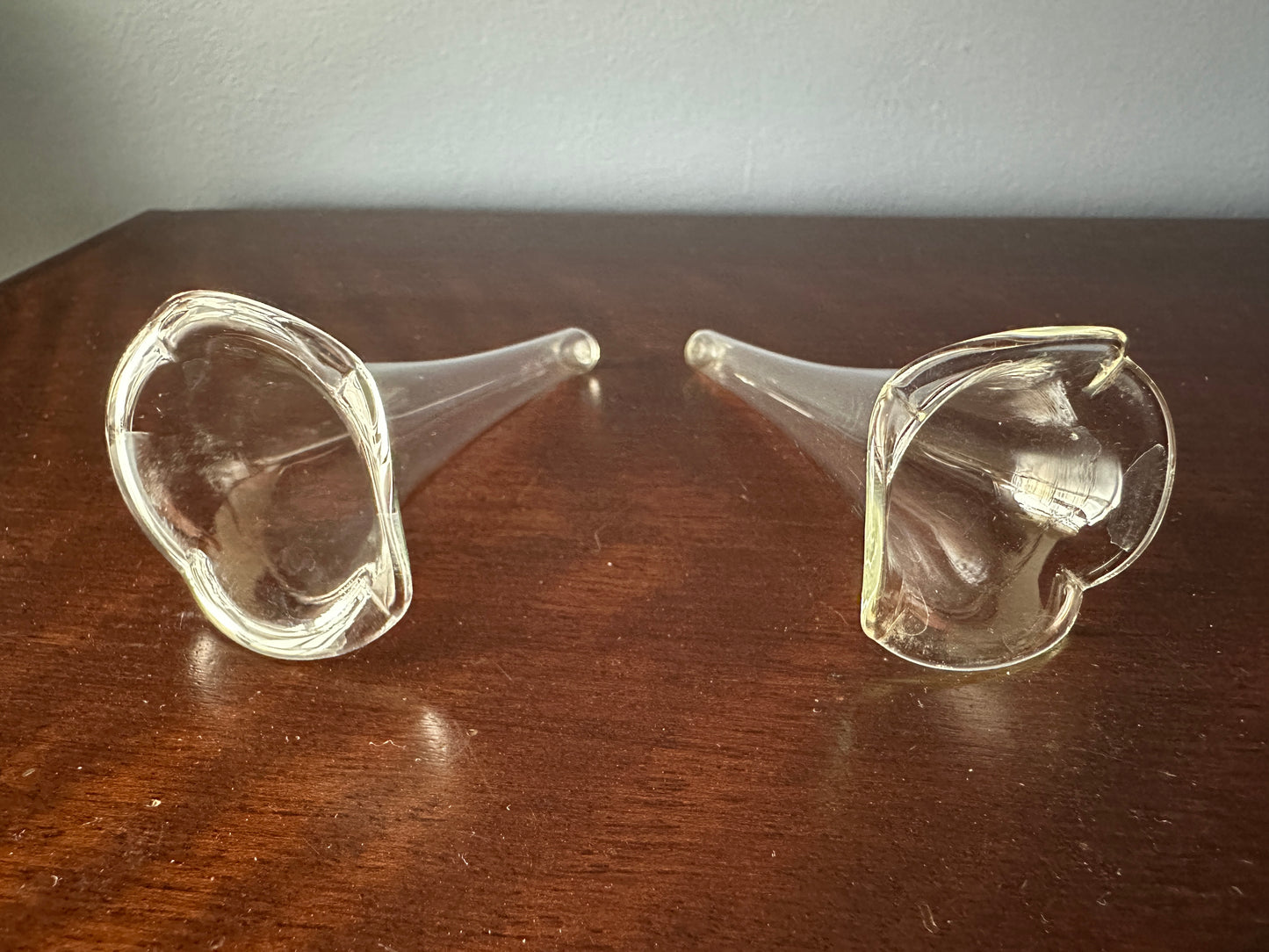 Hand Blown Clear Glass Epergne Trumpets / Vases