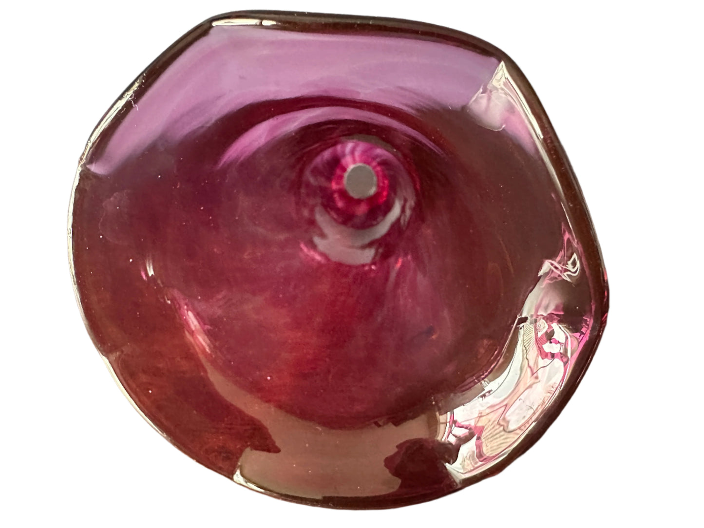 Hand Blown Cranberry Glass Oil Lantern Smoke Bell