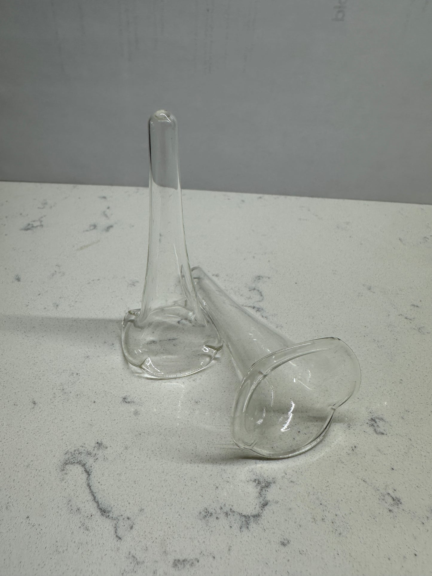 Hand Blown Clear Glass Epergne Trumpets / Vases