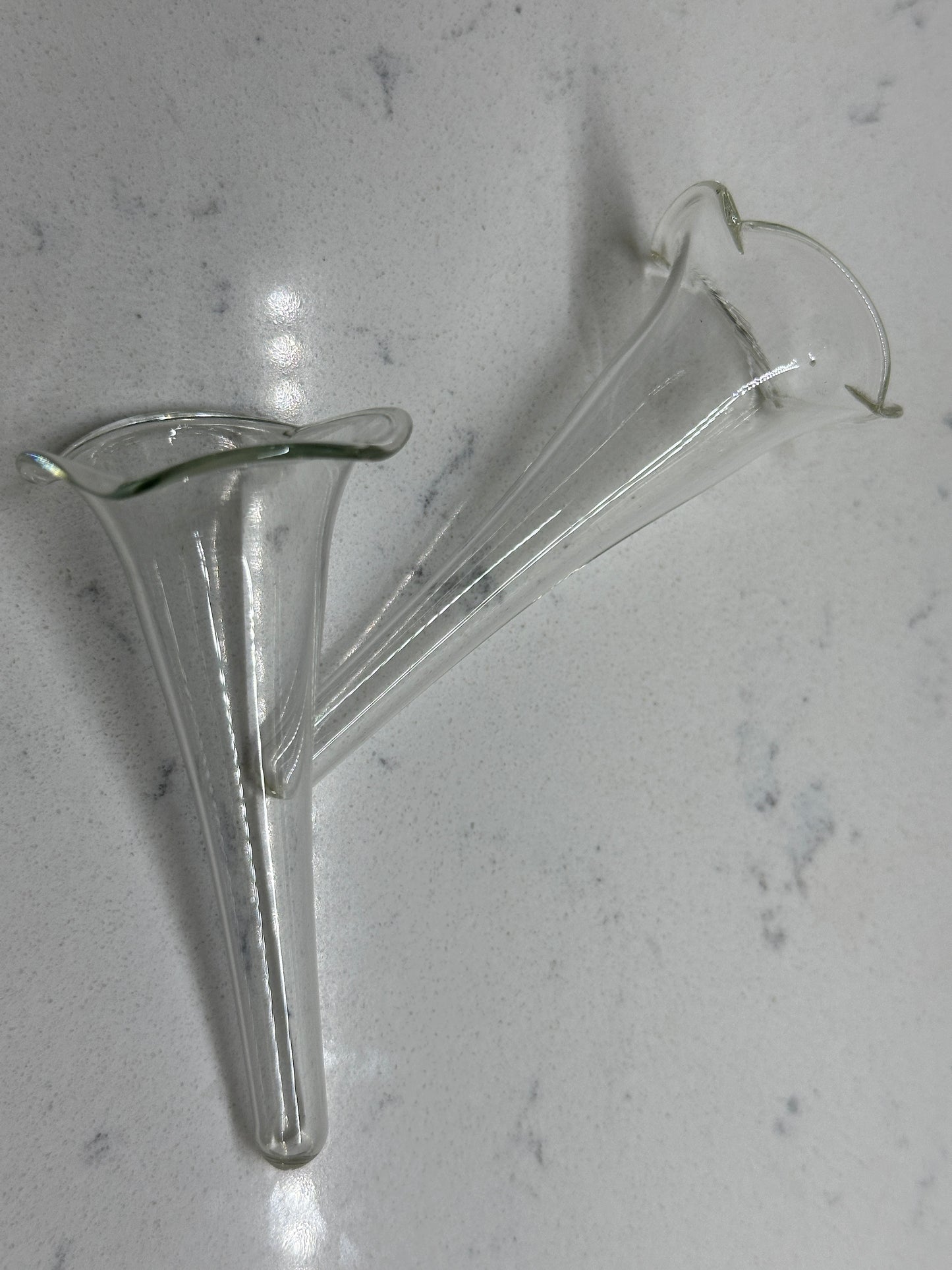 Hand Blown Clear Glass Epergne Trumpets / Vases
