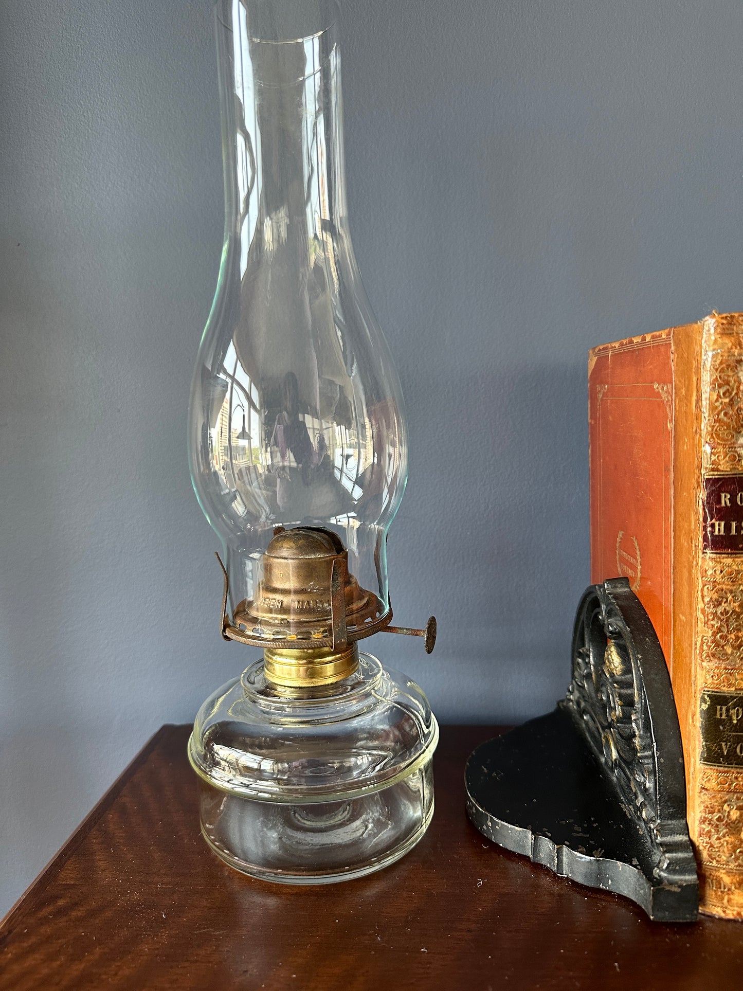 Antique Clear Glass Oil Fount for Library/Hanging Lamp