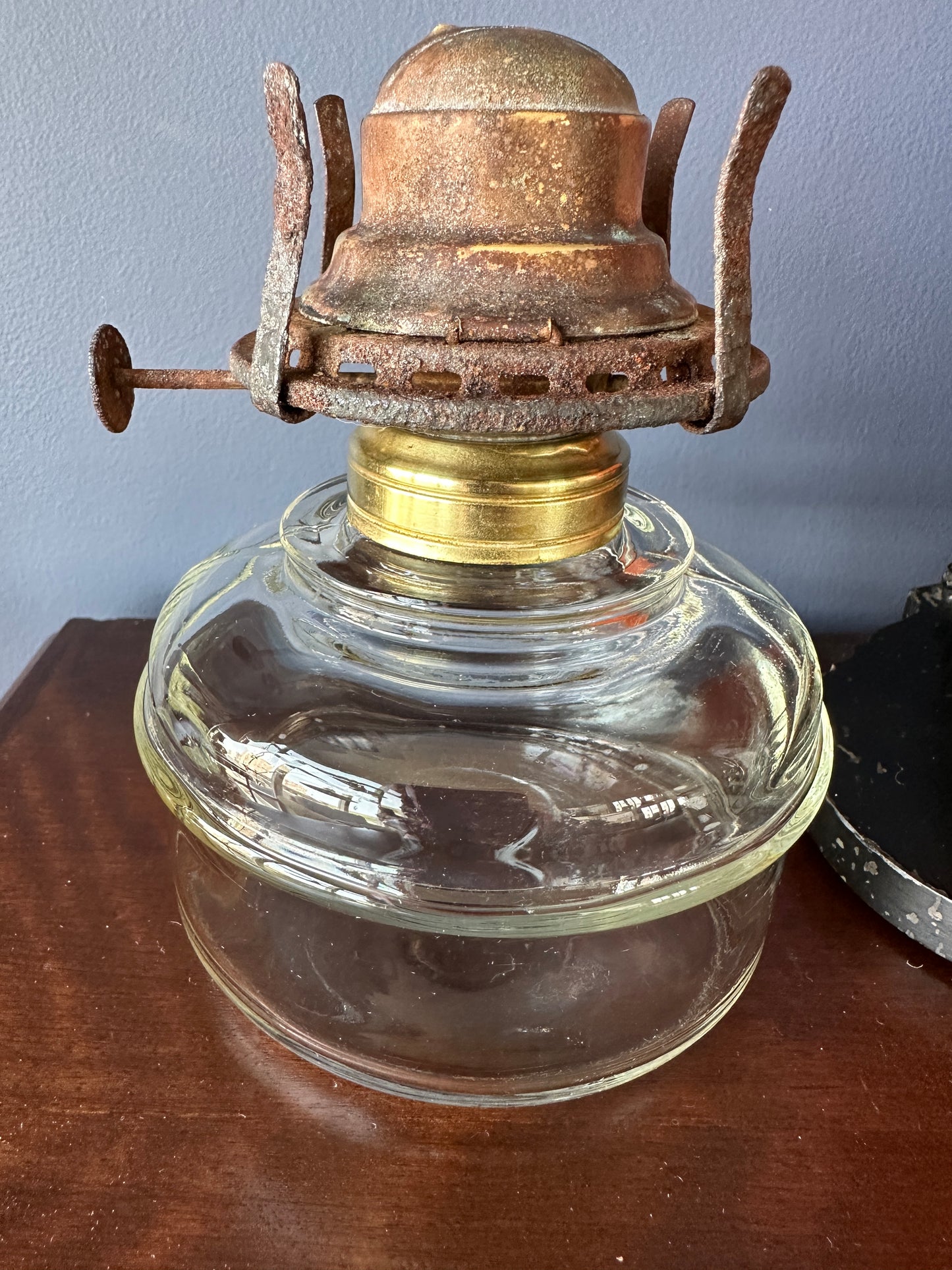 Antique Clear Glass Oil Fount for Library/Hanging Lamp