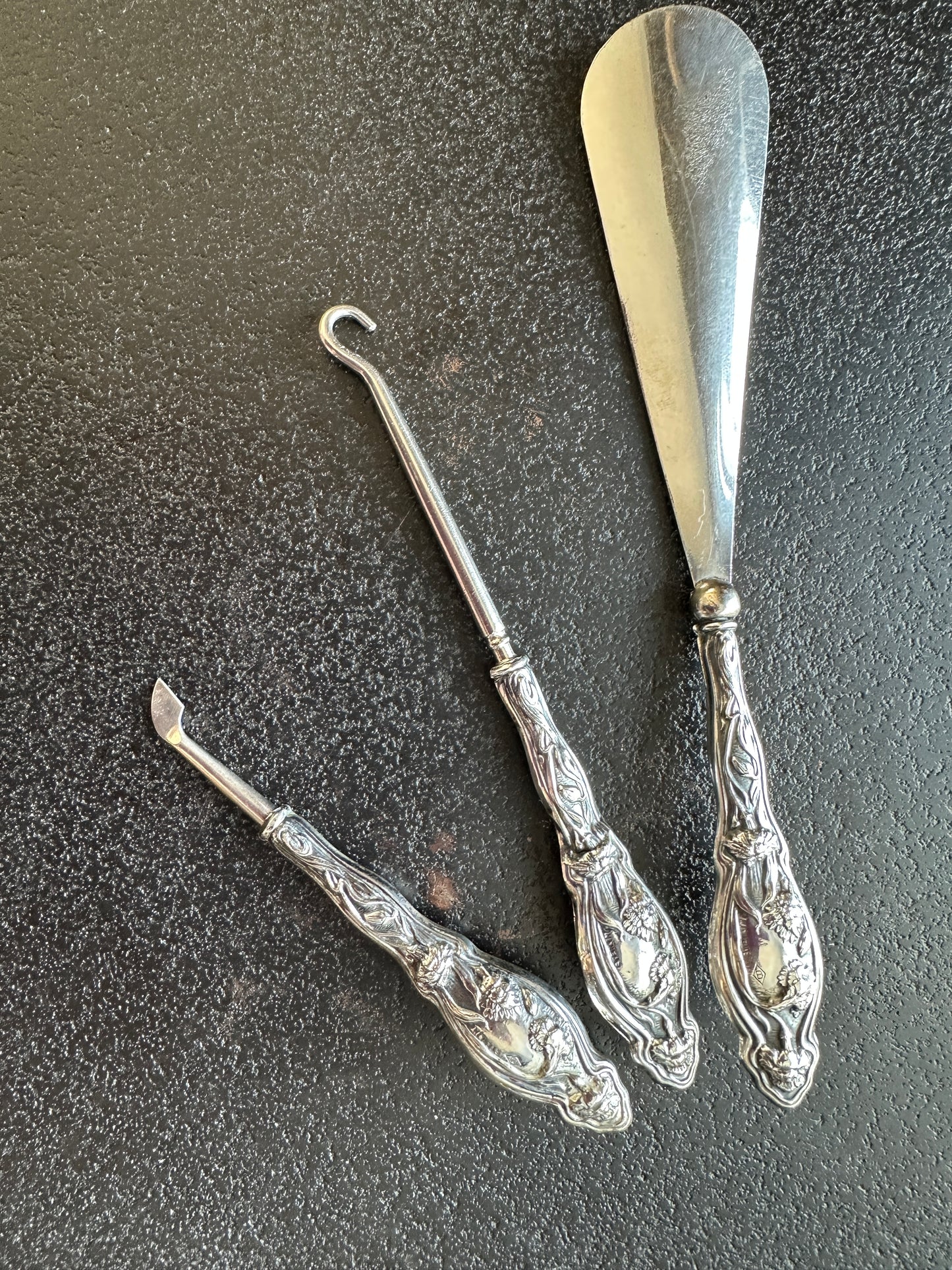 E & J Bass NY Sterling Handled Buttonhook and Vanity Items