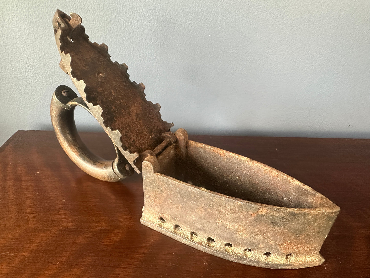 Small Wood-Handled Charcoal Box Iron