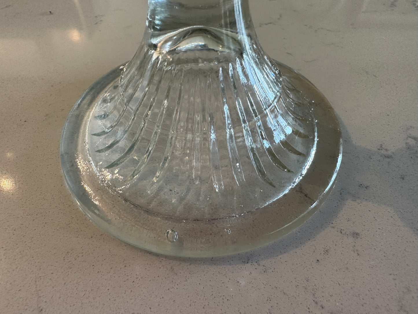 Prism Patterned Pressed Glass Pedestal Oil Lamp