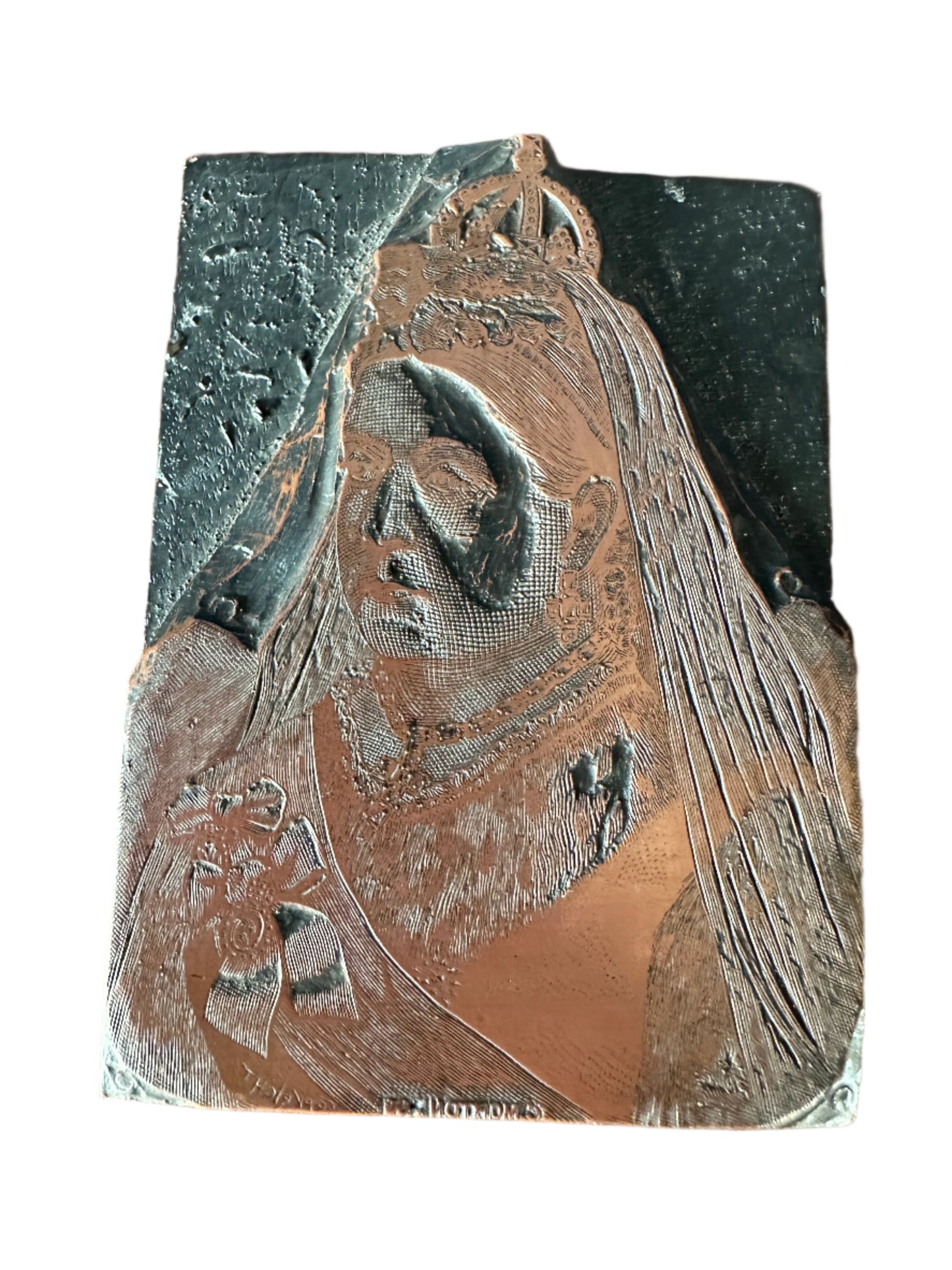Copper & Wood Letterpress Block Illustration of Queen Victoria