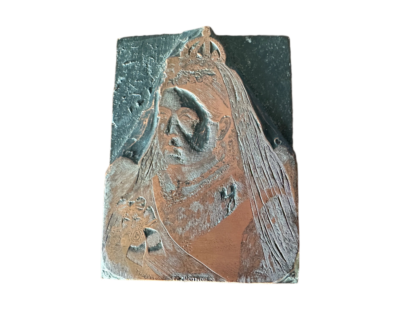 Copper & Wood Letterpress Block Illustration of Queen Victoria