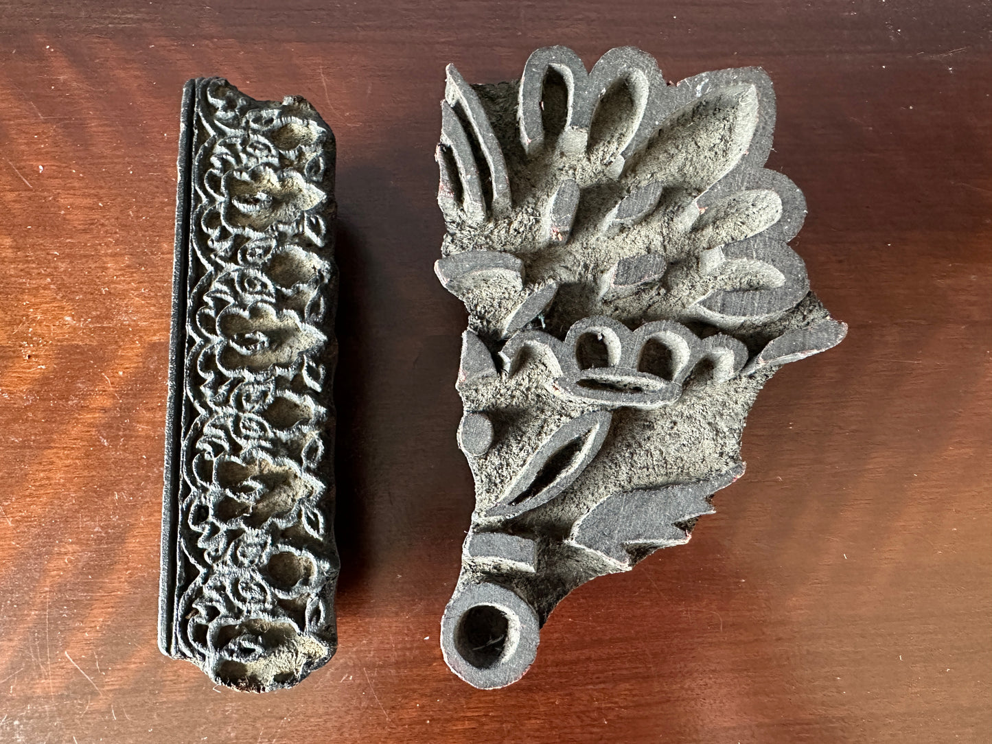 Carved Wooden Wallpaper Stamps / Print Blocks