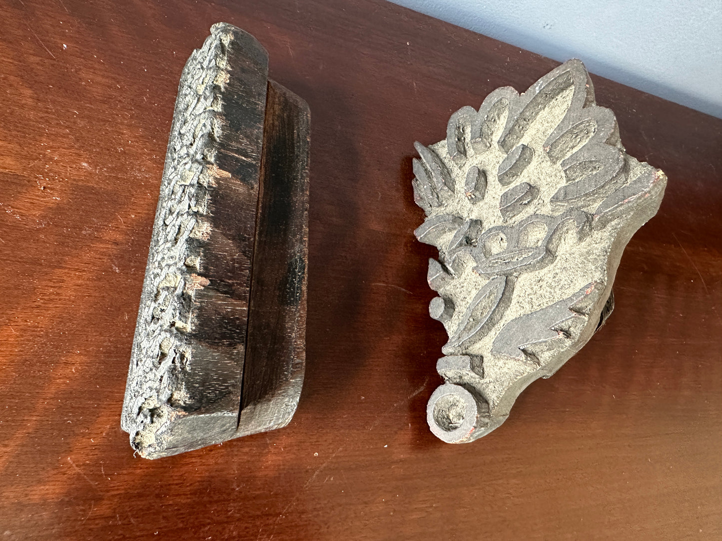 Carved Wooden Wallpaper Stamps / Print Blocks