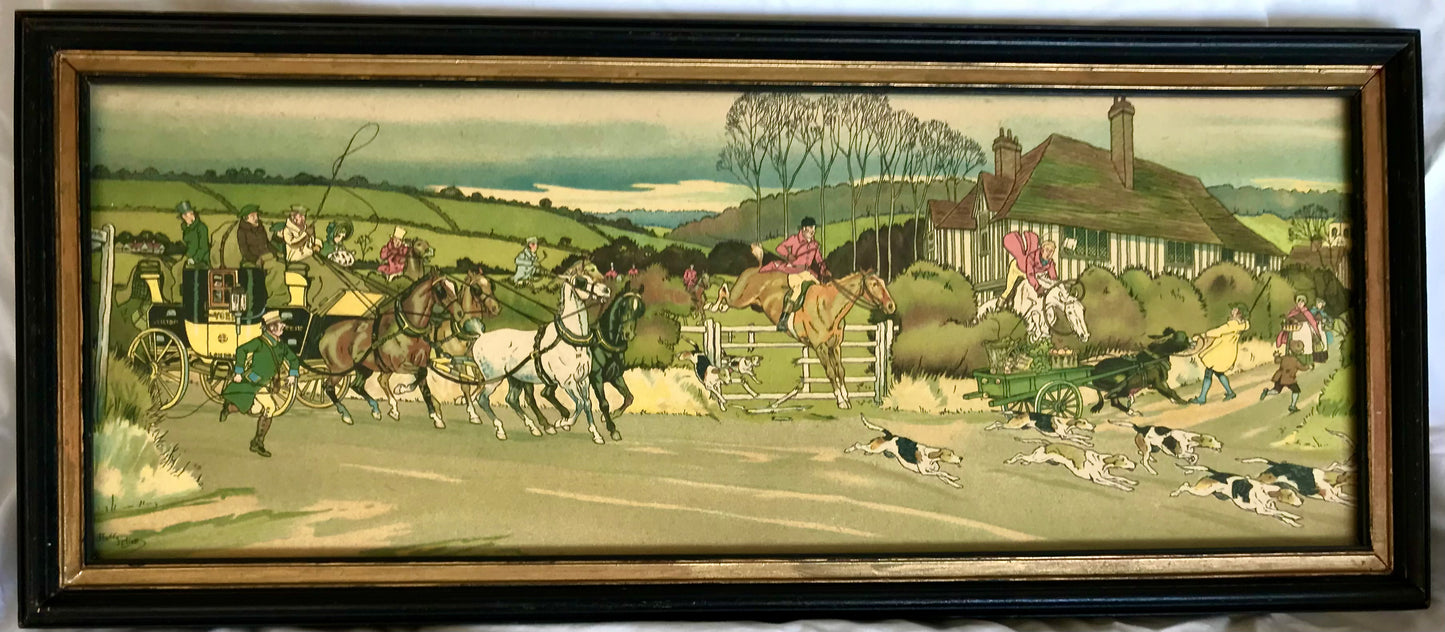Harry Eliott, Two Fox Hunting Scenes, Stencil/Silkscreen on paper, Signed in the Print