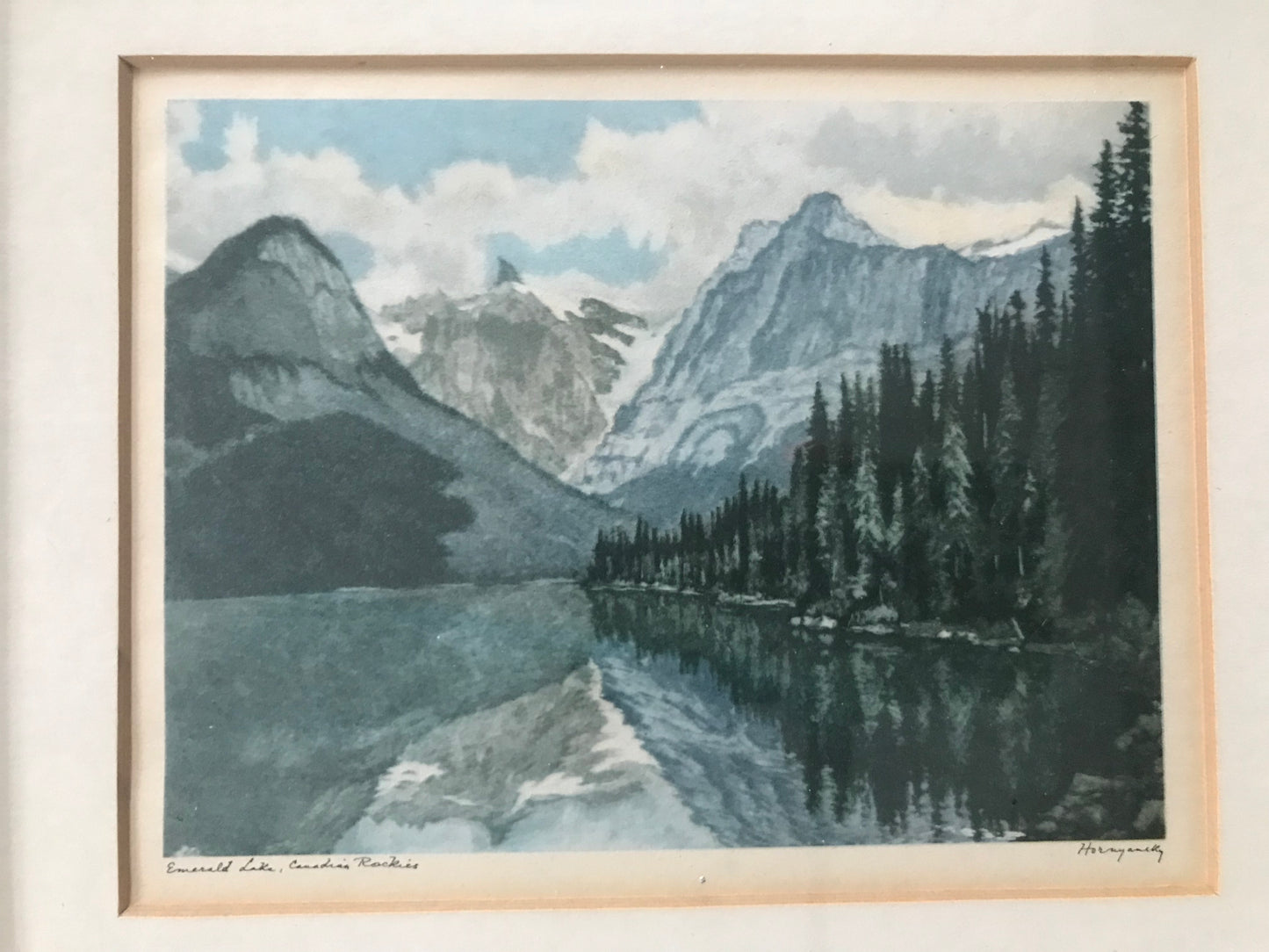 Nicholas Hornyansky, Emerald Lake, Canadian Rockies, Signed Vintage Lithograph