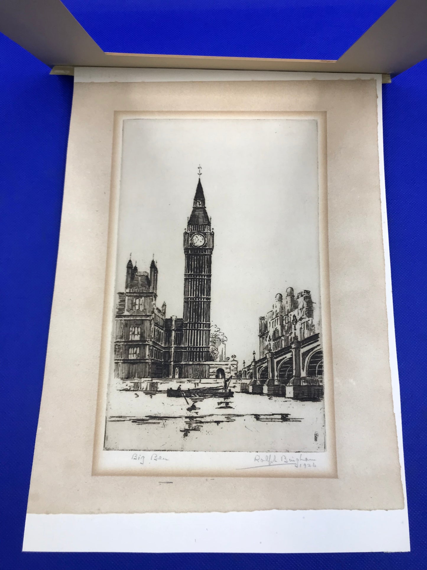 Ralph Bingham; Big Ben; 1926 signed intaglio etching