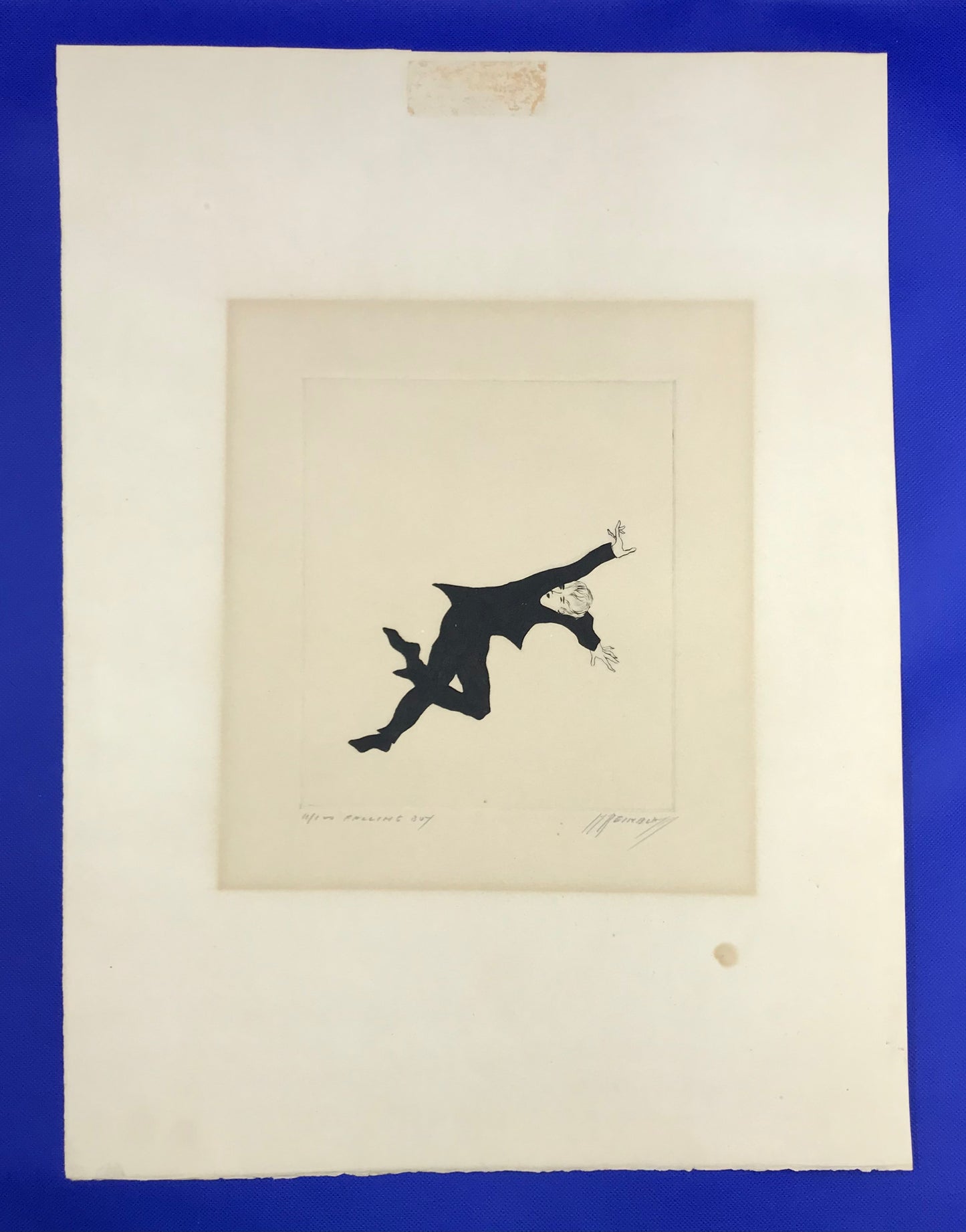 Moe Reinblatt, Falling Boy, Limited Edition Signed Intaglio Etching