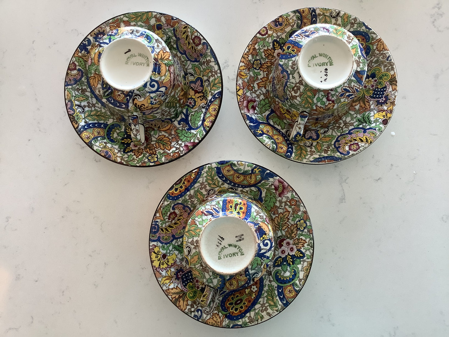 Royal Winton Grimwades Blue Paisley Ivory Pattern Tea Set