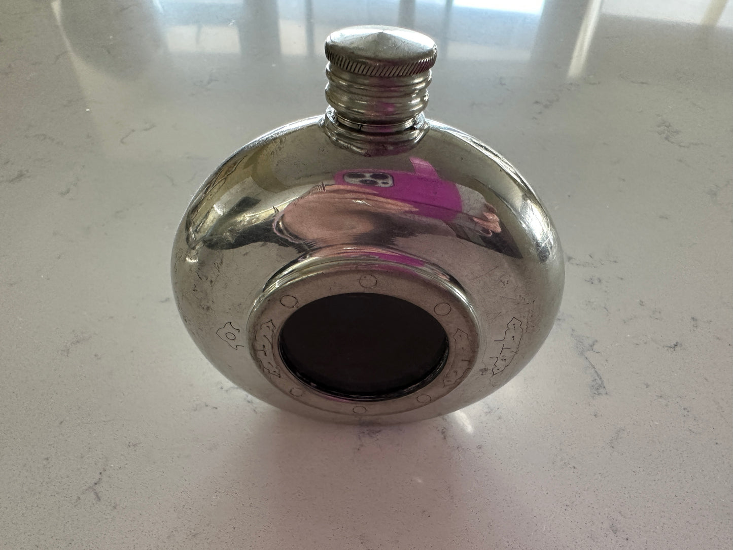 Birks English Pewter 7 oz Porthole Hip Flask