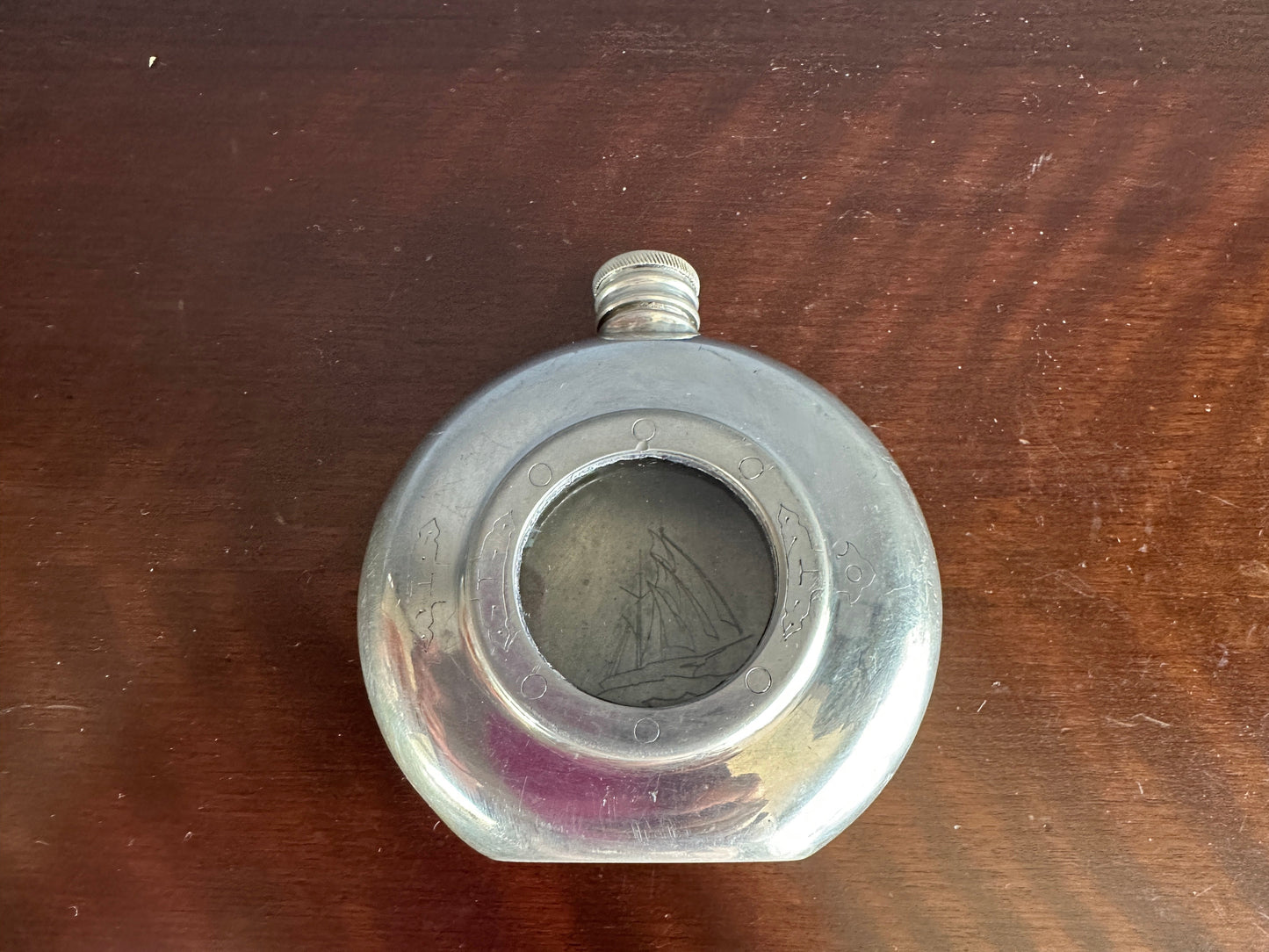 Birks English Pewter 7 oz Porthole Hip Flask