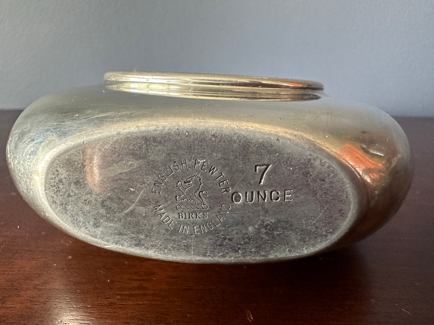 Birks English Pewter 7 oz Porthole Hip Flask