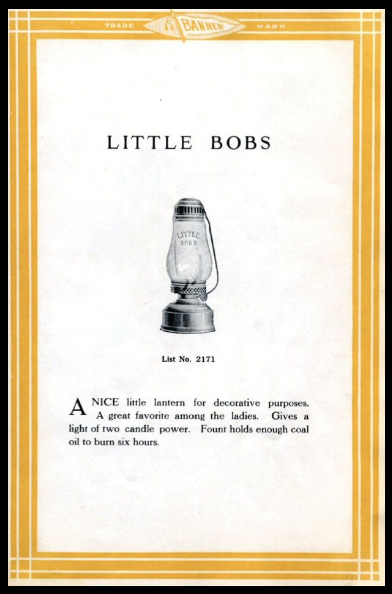 An early advertisement for Little Bobs lamp