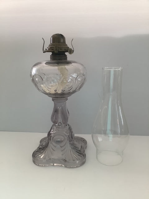 Canadian Bullseye Clear Glass Oil Lamp