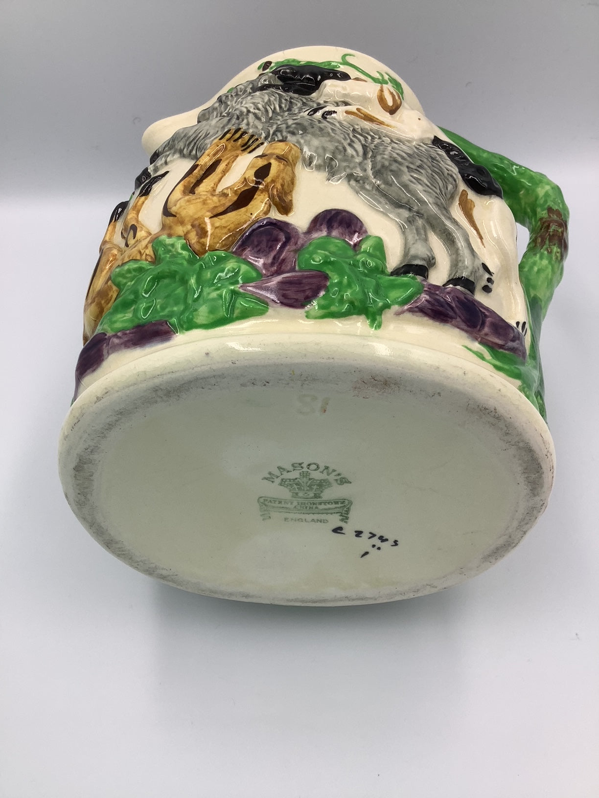 Mason's of England Antique Ironstone Jug, Hunting Dogs Motif
