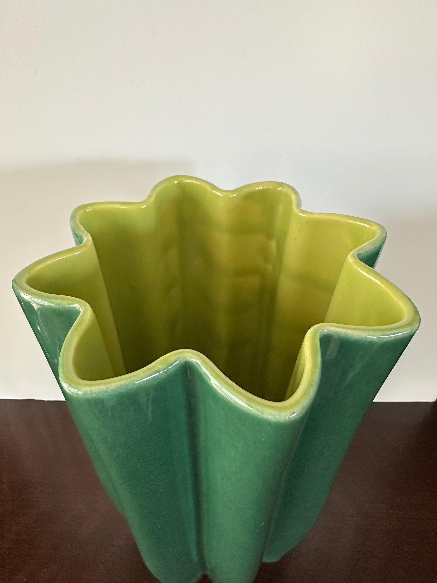 Large Beauceware Canada No. 258 Green and Yellow Starburst Vase