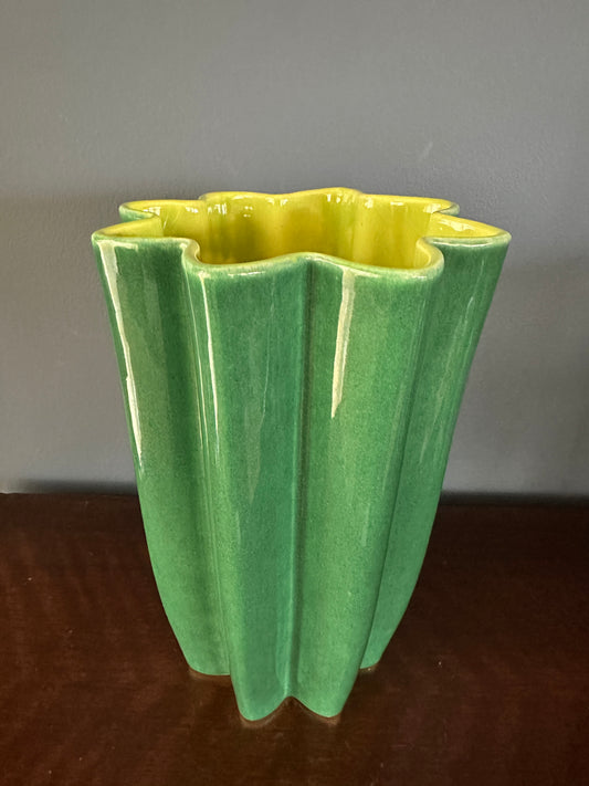 Large Beauceware Canada No. 258 Green and Yellow Starburst Vase