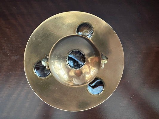 Brass & Agate Spherical Desk Inkwell