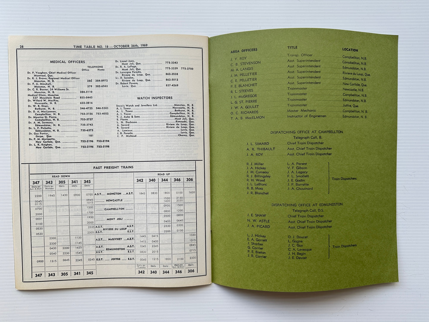 Canadian National Railways (CNR) Employees' Operating Timetable - Atlantic Region - Chaleur Area - Oct 1969, #18