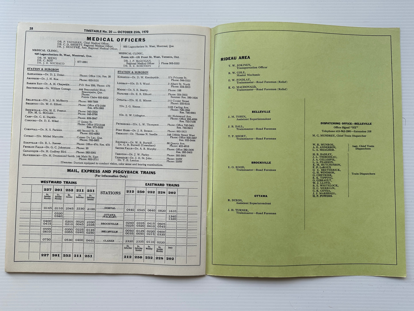Canadian National Railways (CNR) Employees' Operating Timetable - St. Lawrence Region - Rideau Area - October 1970, #20