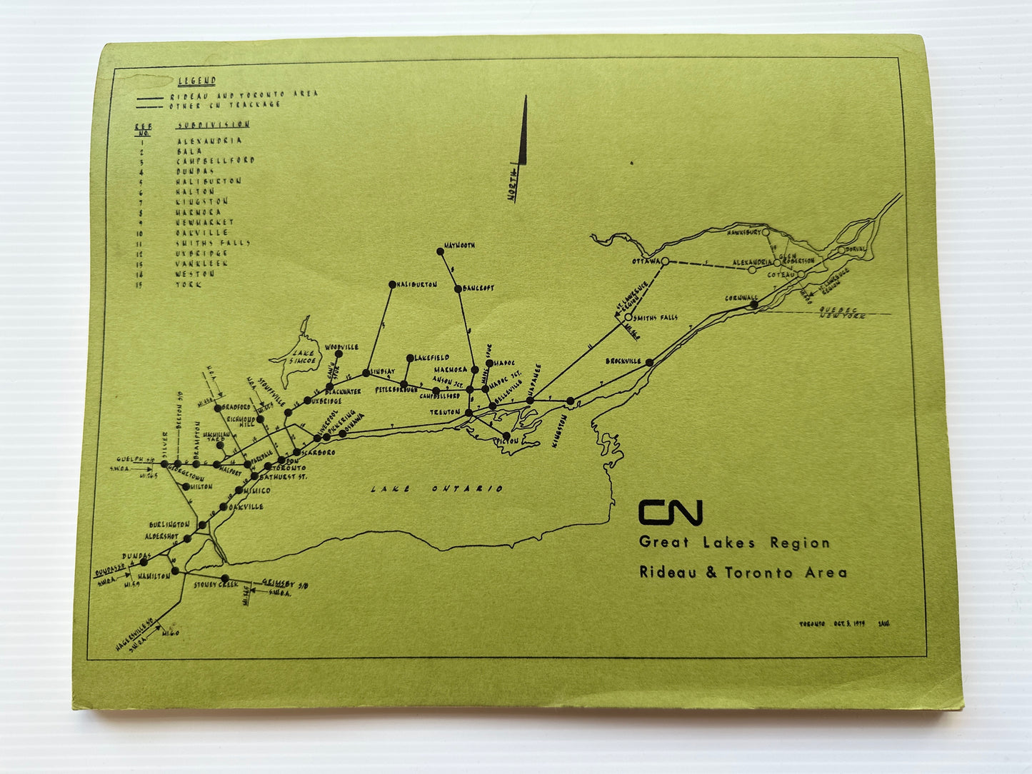 Canadian National Railways (CNR) Employees' Operating Timetable - Great Lakes Region - Rideau and Toronto Areas - Oct 1975, #1