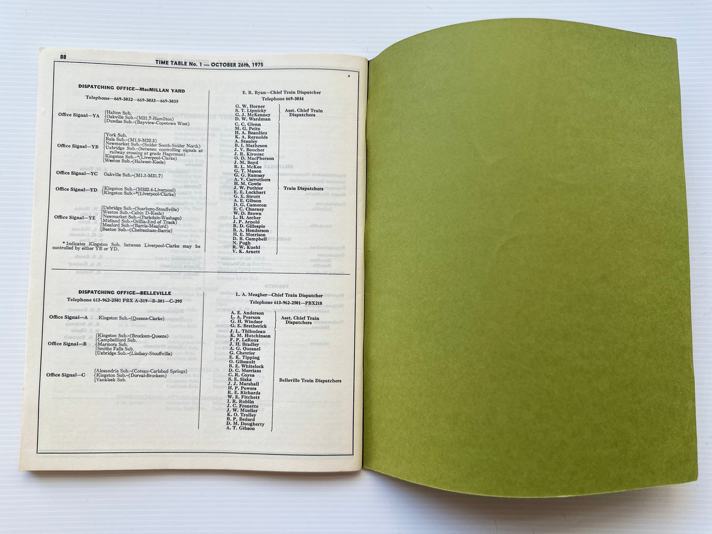 Canadian National Railways (CNR) Employees' Operating Timetable - Great Lakes Region - Rideau and Toronto Areas - Oct 1975, #1