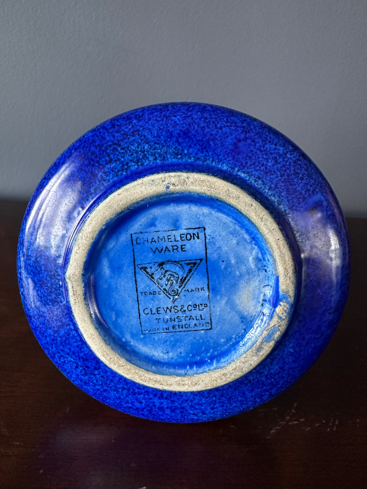 Clews & Co Blue Chameleon Ware Tunstall Vase