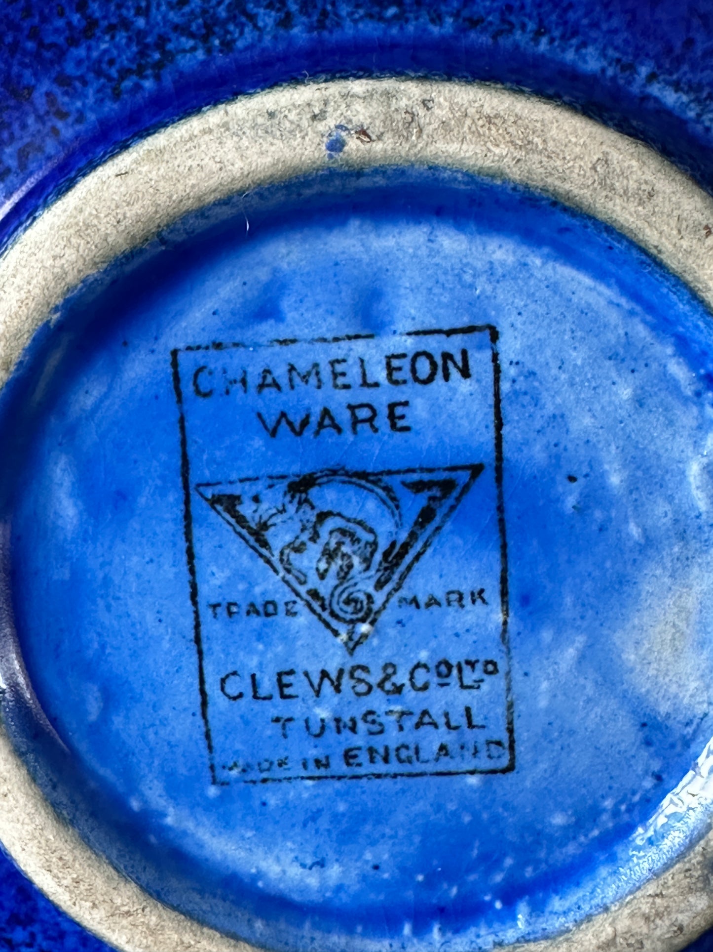Clews & Co Blue Chameleon Ware Tunstall Vase