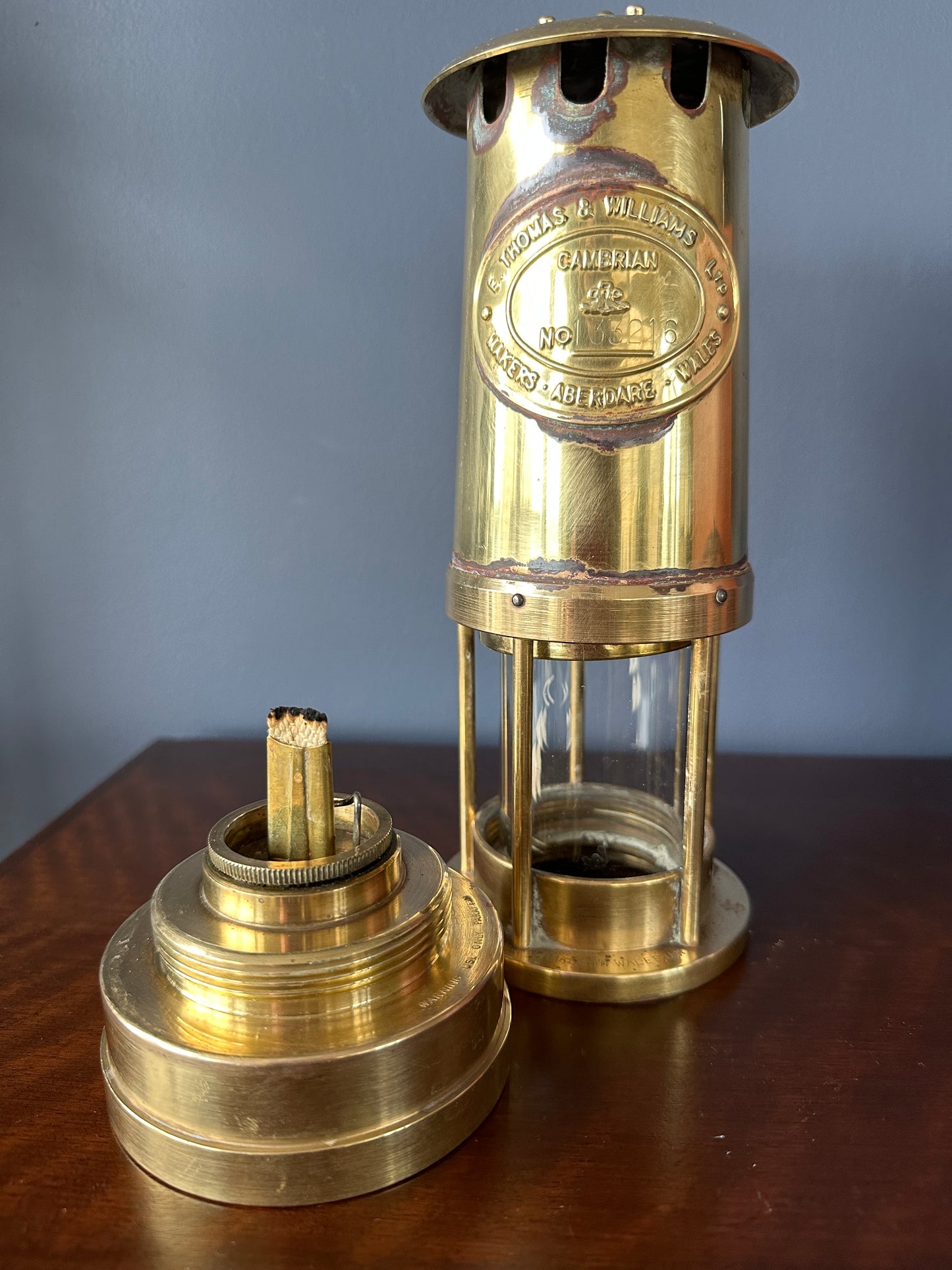 E. Thomas & Williams Brass Miners Lamp