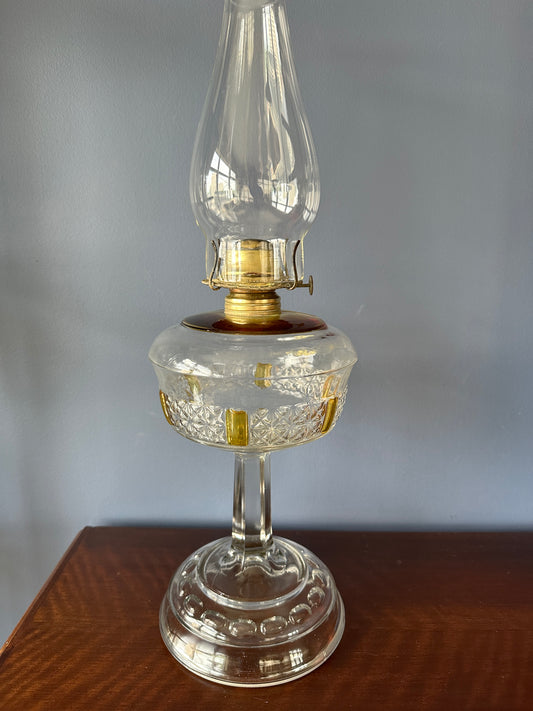 Large Findlay Six Panel Pedestal Oil Lamp