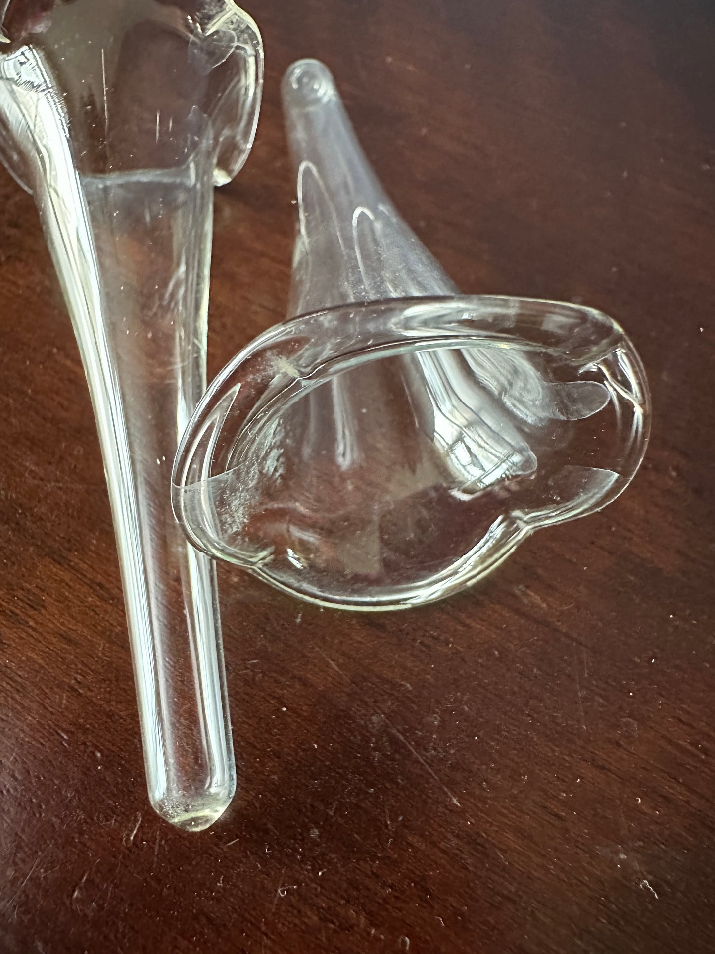 Hand Blown Clear Glass Epergne Trumpets / Vases