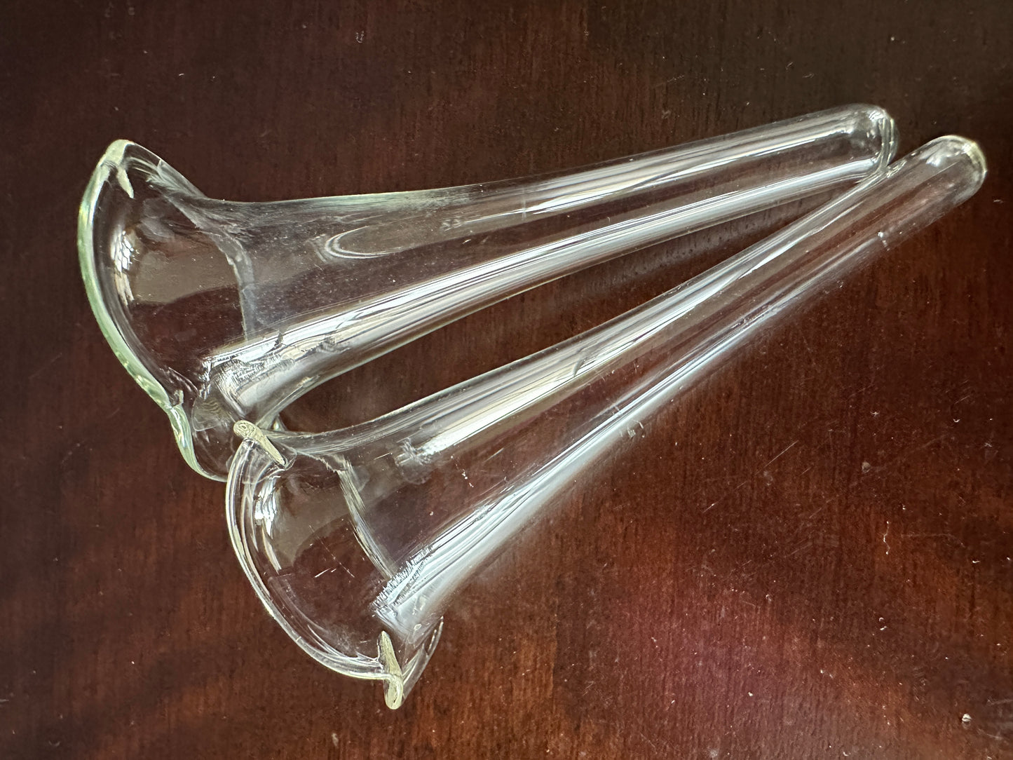 Hand Blown Clear Glass Epergne Trumpets / Vases