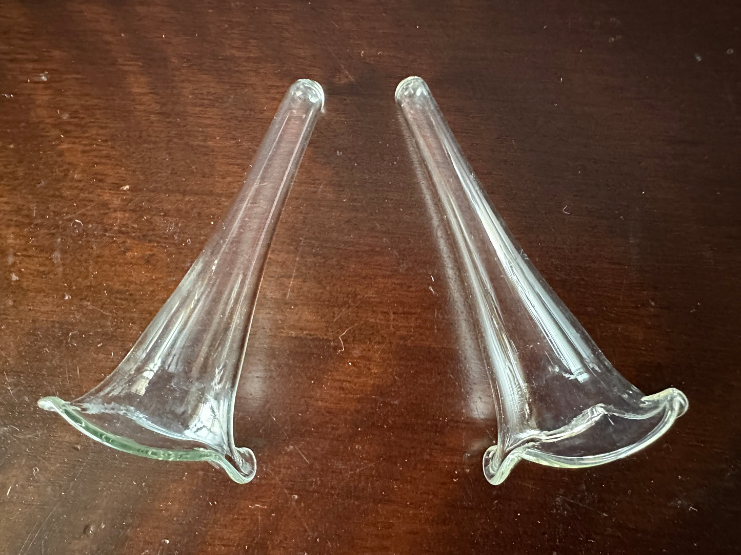 Hand Blown Clear Glass Epergne Trumpets / Vases